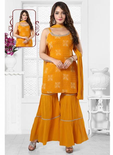 Mustard Colour N F PLAZO 08 New Latest Designer Festive Wear Georgette Readymade Salwar Suit Collection 723